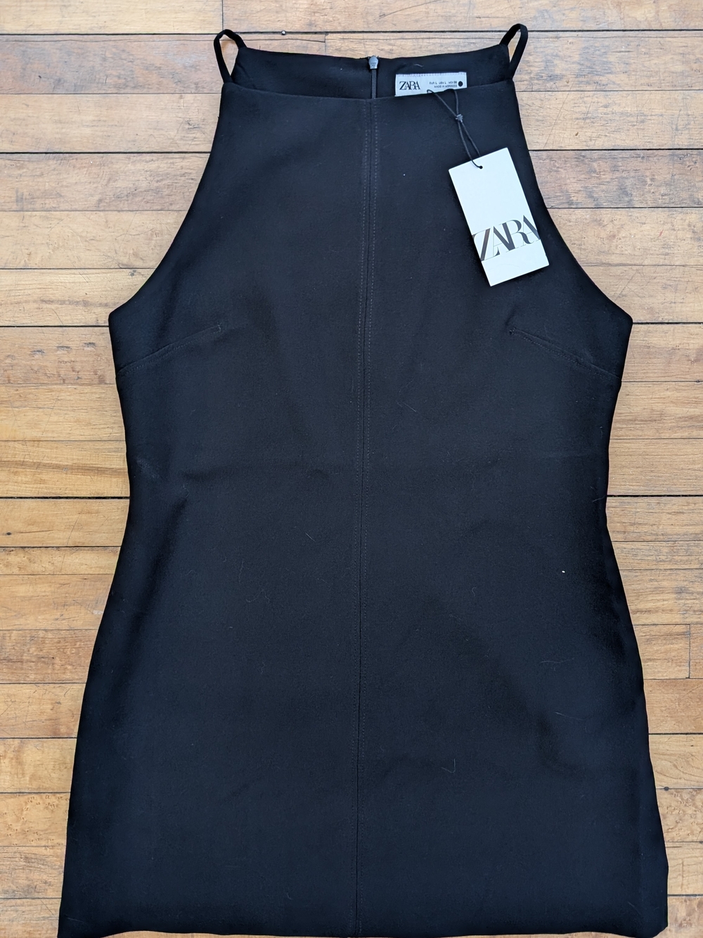 Zara Black High Neck Sleeveless Mini Dress L Sheath